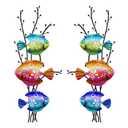 Landhoow 2 Pcs Coastal Wall Decor Metal Fish Wall Art Beach Ocean Sea Tropical Fish Art Nautical Hanging Sculpture for Summer Party Favor Indoor Outdoor Bedroom Living Room Kitchen