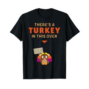Mom Funny Turkey Thanksgiving Pregnancy Announcement Women T-Shirt, XL