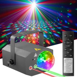 Dj Party Disco Ball Lights with Pattern and Sound Activated, 10 ft USB Cable, Laucnpty LED Stage Strobe Light That Sync with Music, Christmas Rave/Home Karaoke/Dance/Club Bar Lights for Parties (Gray)