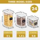 SNSLXH Airtight Food Storage Containers with Lids, 24 pcs Plastic Pantry Organizers and Storage Canisters for Cereal, Dry Food, Flour and Sugar, BPA Free, Includes 24 Labels