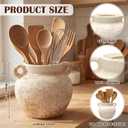 Qinyoung Rustic Kitchen Utensil Holder 6 Inch Small Ceramic Utensil Holder with Handle Vintage Crock Decoration Spatula Organizer for Kitchen Countertop Farmhouse Party Supplies(White,Elegant)