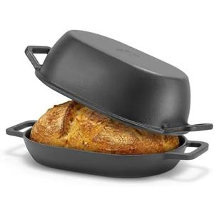 Northriver Casting 12"x8" Oval Cast Iron Dutch Oven for Bread Baking，Pre-Seasoned Combo Cooker with Lid, Perfect for Sourdough, Artisan Loaves & Family Meals,5 Qt