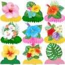 Hawaiian Hibiscus Flowers Honeycomb Centerpieces 12PCS Luau Party Table Decoration Tropical Aloha Table Centerpieces Hawaii Party Decor for Tables Summer Holiday Party Supplies