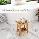 Bamboo Shower Bench Inside Shower Stool with Storage Shelf, Spa Bath Chair for Bathroom, Seat or Organizer for Living Room, Bedroom and Garden - Great for All Ages Elderly (Small, Natural) (Small 16x10x17 Inch)