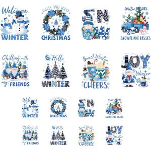 ANATTASOUL 16 Sheets Christmas Iron on Transfers for T-Shirts Winter Snowman and Pine Tree DTF Transfers Ready to Press, Washable Iron on Decals for Women Lady Clothing Hat Bag Pillow DIY Crafts