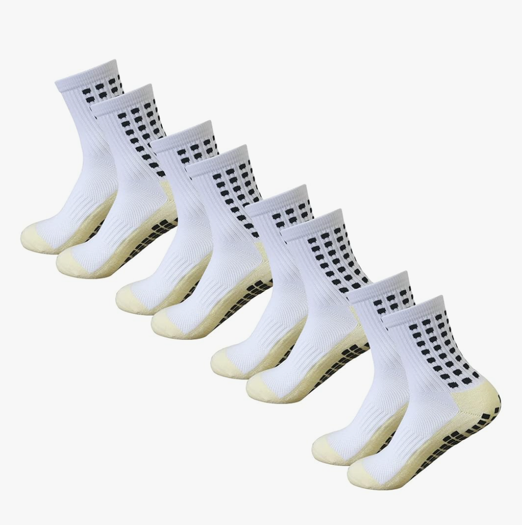 Yufree 4 Pairs Mens Grip Soccer Socks Non Slip Grippy Women Socks for Football Basketball Sports