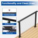 Muzata 4FT Black Cable Railing Handrail Rectangular Stainless Steel Handrail for Cable Railing System Top Rail Deck Stair Indoor Outdoor Length Adjustable with Paper User Guide HT10 BP4