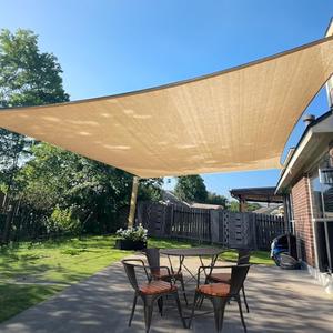 SUNLAX Sun Shade Sail 8' x 10' Sand Rectangle Canopy Sail Shade Cover UV Block Permeable Sunshade Outdoor for Patio Backyard