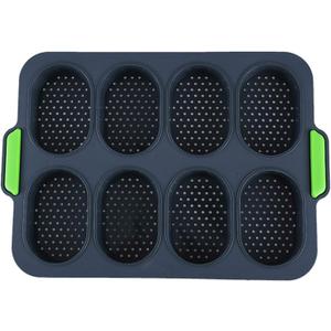 French Bread Tray for Baking, Non-Stick Baguette Mold, Mini Cake Pan, Baguette Loaf Pan for DIY Breadsticks, Brownies, Bread Rolls with Crispy Crusts, Grey (#silicone mold 27)