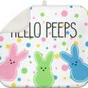 Spring Easter Hello Peeps Dish Drying Mat for Kitchen Counter 16x18 Inch Seasonal Bunny Absorbent Dish Mats Rabbit Kitchen Drainer Rack Pad Decor