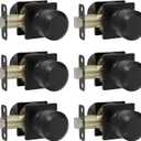 Haidms 6 Packs Black Passage Door Knobs, Black Interior Door Knobs for Closet and Hallways Keyless Non-Locking Doorknob Square Panel