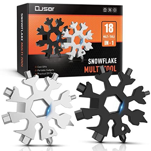 Dusor Gifts for Men Him Dad Husband, 18-in-1 Snowflake Multitool, Stocking Stuffers for Adults, Mens Gifts for Christmas, Gift for Dad Who Want Nothing, White Elephant Gift for Adults, Tools for Men