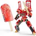 BOZOBO Ice Cream Transforming Toy, 2 in 1 Popsicle Transform into Robot Action Figure, DIY Transformation Figure Toys for Kids & Adults Action Figures for Boys Party Favors Gift (Red)