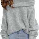 LILLUSORY Off The Shoulder Sweater Tops Oversized Stay Put Neckline Perfect for Going Out Date Nights Casual Evenings (X-Small)
