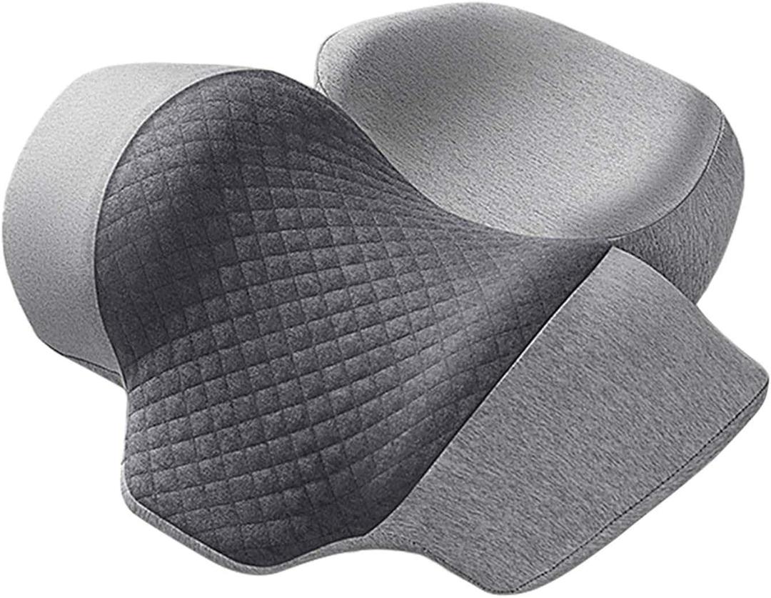 Neck Pillow - 3-in-1 Neck Pillow with Battery, Travel Neck Massage Pillow for Shoulder Pain Relief, Deep Tissue Pain Relief with Heat and Stretching, Neck Hump Corrector for Women, Gray