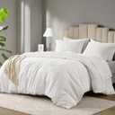 Degrees of Comfort Waffle Weave Duvet Cover Queen Size - 3 Pieces Soft Breathable Bedding Set for All Season (No Comforter Included), White, Full/Queen