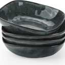famiware Large Pasta Bowls Set of 4, Ocean Square 8" Bowls, Pasta Serving Bowl Large Dinner Bowls, Kitchen Bowl Set, Microwave and Dishwasher Safe, Scratch Resistant, Deep Forest