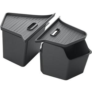 7F 2PCS Trunk Storage Bins with Lids Compatible with 2025 2026 Tesla Model Y Juniper, TPE Waterproof Rear Trunk Side Cargo Organizer for Model Y Juniper Interior Accessories