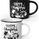 Nefelibata Camping Coffee Mug Christmas Gifts Camping Tea Cups Travel Drinking mugs for Couples, Ceramic Mug His and Hers Anniversary Valentine's Day Present Gifts Set of 2