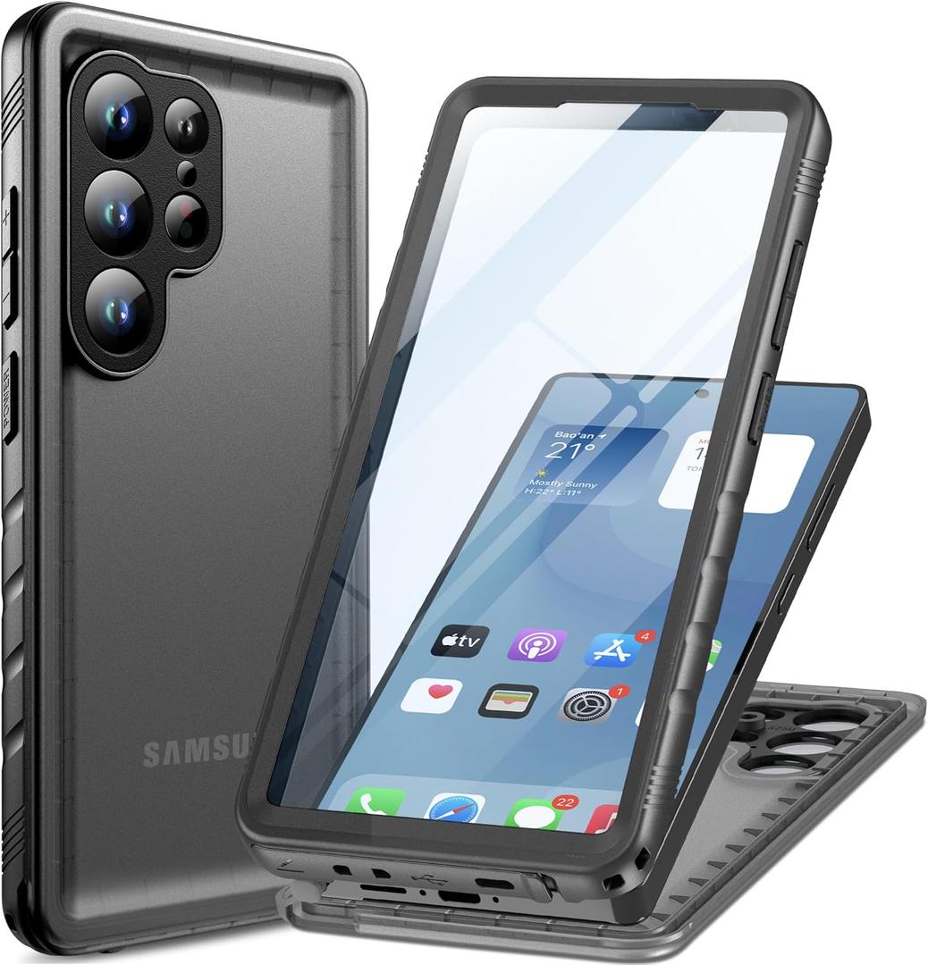 Cozycase for Samsung Galaxy S25 Ultra Waterproof Case - 360 Heavy Duty Full Body Protection/Shockproof/Dustproof/Double/Front and Back/IP68/S 25 Ultra Protective Case with Screen/Camera Protector Slim (Black)
