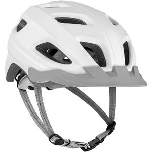 Retrospec Lennon Bike Helmet with LED Safety Light Adjustable Dial & Removable Visor (Matte White)