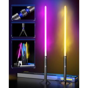 Dueling Lightsaber Toy Set with 2 Display Stands Realistic 20 Color 2-in-1 Detachable Light Saber with 4 Sound Modes, USB-C Rechargeable Blade - LED Sword for Kids & Adults Accessories