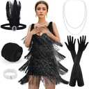 PLULON 1920s Dresses for Women, Gatsby Flapper Dress 1920s with 20s Accessories, M