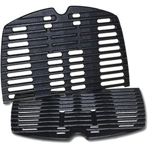 GGC 7644 7582 Grill Grates for Weber Q100 Q1000 Q120 Q1200 Q1400 Gas Grills, 17" x 12.7" Cast Iron Cooking Grates for Weber 50060001 51010001 51040001 51060001, 2PCS Baby Q Replacement Parts