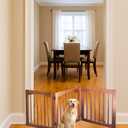 Tabago 3-Panel Foldable Freestanding Wooden Pet Gate 24"x20" – Expands up to 60", White & Natural Dog Gate for Small Pets, Stylish Indoor Barrier for Doorways & Hallways