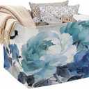 Blue Watercolor Floral Foldable Laundry Basket Hamper with Handles, 56L Large Capacity Toy Storage Organizer, Collapsible Clothes Hamper for Home Decor and Bedroom Organization.