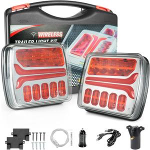 Wireless Trailer Lights Kit, Magnetic LED Tail Light for Trailer, IP67 Waterproof, Rechargeable Turn Signals Portable Brake Lights for Running Stop Towing Truck Tow Camper Boat RV Caravan