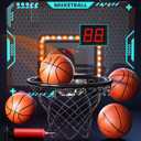 Indoor Mini Basketball Hoop for Boys Kids Aged 5 6 7 8 9 10 11 12+, Over The Door Basketball Hoops with LED Lighting, Electronic Scoreboard, and 4 Balls, Sport Toys Birthday Gift