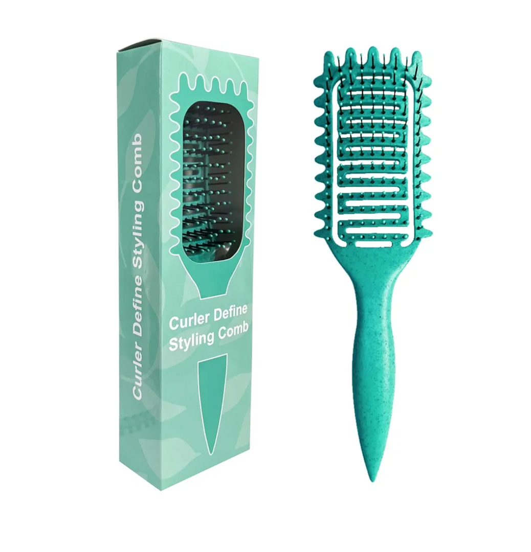 Curl Defining Brush, Vented Curly Hair Brush Defining for Shaping and Defining Curly Hair for Women and Men (Green) 2 Packs