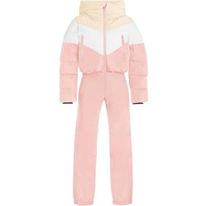 Haloumoning Girls One Piece Snowsuits Kids Puffer Waterproof Hooded Ski Suits Coveralls Winter Jumpsuits 5-14 Years, pink (Size 120)