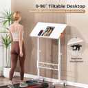 COMHOMA Standing Desk Adjustable Height & Tiltable Tabletop, Portable Stand Up Desk for Laptop, Mobile Folding Desk for Home Office Work and Walking Pad Treadmill, Height 30.7"-46.4", White