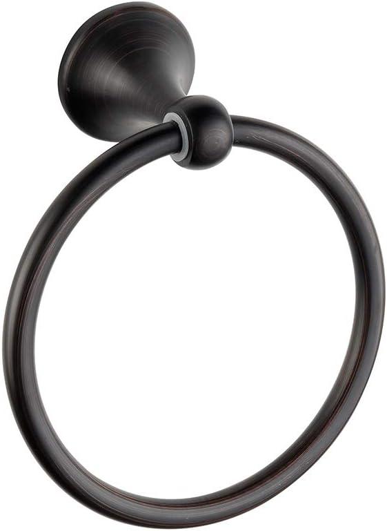 Wall Mounted Classical Design Round Towel Ring for Bathroom (Black) (1 pack)