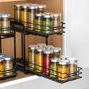 RCHYFEED Spice Organization for Cabinet, 2 Tier Pull Out Spice Rack for Seasoning Organizer, Height Adjustable Heavy Duty Metal Basket for Inside Cabinets & Pantry Closet(5.5" Wx10.5 Dx9.5 H)