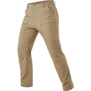 MAGCOMSEN Men's Hiking Pants Lightweight Quick Dry 7 Pockets Travel Pants for Men Water Resistant Ripstop Work Fishing (Beige)