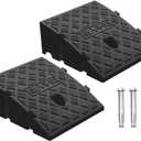 2Pack Curb Ramp Black Color, Portable Lightweight Heavy Duty Plastic Driveway Curb Ramps for Low Cars,Motorcycle Ramp,Curb Ramps (5.12" H 19.7" L Two Curb ramps Connected)