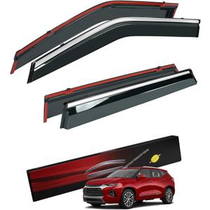 Sze Rain Guards Compatible with Chevy Blazer 2019-2026 Side Window Deflectors Anti-Rain Window Visors with Tape 304 Stainless Steel TrimNoise Reduction & All-Weather Protection Outside Channel-4pcs