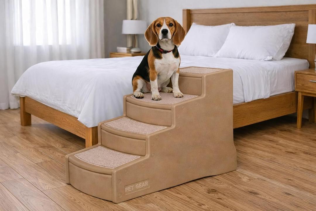 Pet Gear Easy Step IV Pet Stairs, 4 Step for Cats/Dogs, Removable Washable Carpet Treads, for Pets Up to 150lbs, No Tools Required