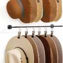 Cowboy Hat Rack for Wall Cowboy Hats Hook with 12 Clips Metal Cowboy Hat Hanger for Bucket Baseball Caps Sunhat Winter Beanies Fedora Hat Organizer Hat Holder on Wall Women Men Closet Black 2 Pcs