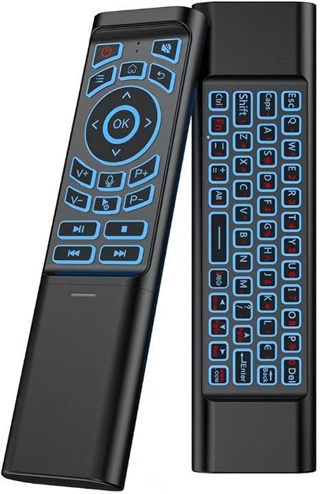 iPazzPort Mini Air Mouse Remote with Keyboard  7Color Backlit, Bluetooth & 2.4G DualMode, Responsive LightPress Buttons for Smart TV, Android Box, PC, Windows | AAA Battery Powered (NOT Included)