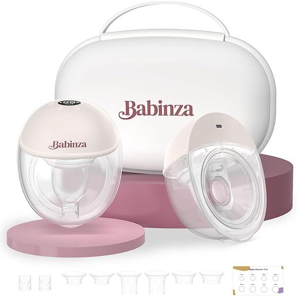 Babinza Breast Pump, Wearable Breastfeeding Pump BP201, Breast Pump Hands Free, 2 Pack, Pink