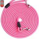 Long Dog Leash for Training, 16FT/30FT/50FT/100FT, Reflective, Heavy Duty for Large/Medium/Small Dogs, Pink