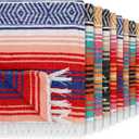 Haull 10 Pcs Large Mexican Blankets Bulk 51" x 71" Mexican Serape Blankets Yoga Authentic Throw Colorful Striped Falsa with Fringed for Outdoor Car Travel Camping Beach Picnic Patio Mat Towel, Small