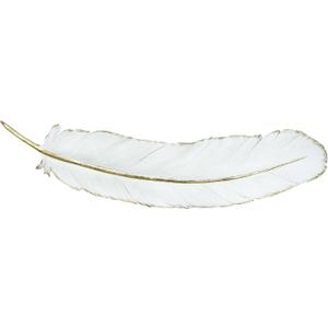 CosmoLiving by Cosmopolitan Polystone Bird Home Wall Decor Feather Wall Sculpture, Wall Art 31" x 1" x 7", White