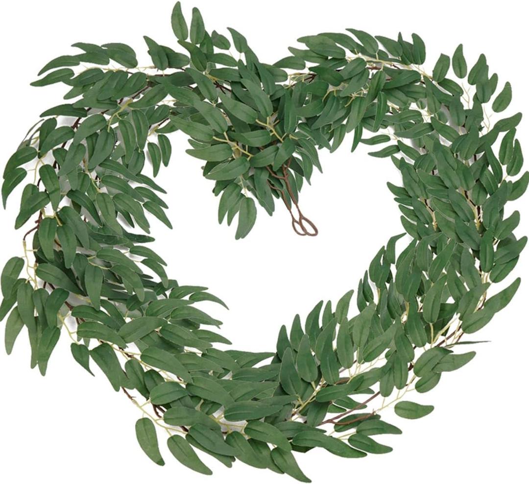 Artificial Willow Vine with Flowers - 2 Packs Greenery Garland 5.9ft Long Home Decor Table Decoration