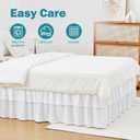 Vocander 2 Layer Bedskirt,White Queen Size Bed Skirt 14 Inch Drop Easy to Put On,Elastic Wrap Around Dust Ruffle for Bed Frame & Mattress,Luxury Bedskirt for Adjustable Bed Microfiber Fabric