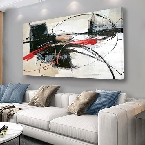 Yuaxker Large Abstract Wall Art Black and Red Wall Decor Modern Canvas Painting Hanging Artwork for Living Room Bedroom Dining Room Office Home Decor 30x60 Inch